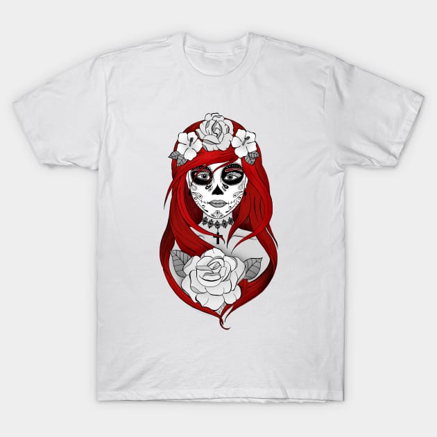 Art et Be - Santa Muerte Red T-Shirt by Art_et_Be